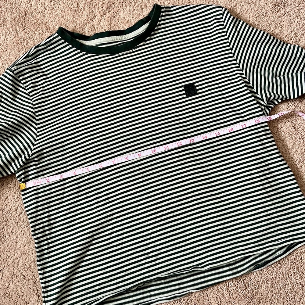Jack & Jones 100% Organic Cotton Oversized Boxy Green Striped Tee Size Large - Picture 8 of 8